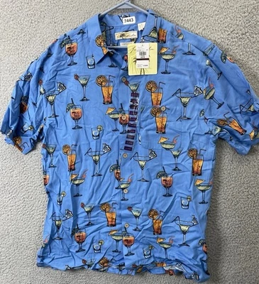 Camisa hawaiana Joe Marlin colorida cócteles Shots azul abotonada • Para hombre talla XL Foto 1 de 4