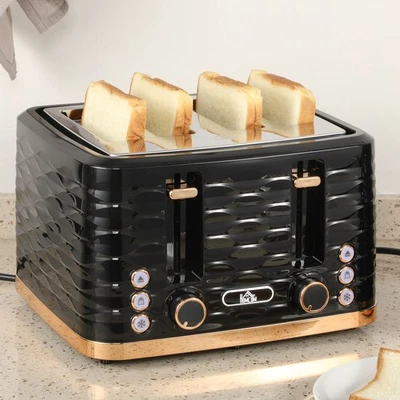 HOMCOM Toaster 4 Scheiben mit 7 Stufen, Auftaufunktion 1860 W Schwarz - Bild 1 von 4