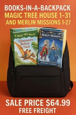 Books-in-a-Backpack Magic Tree House 1-31 & Merlin Missions 1-27 Combined - Image 1 of 4