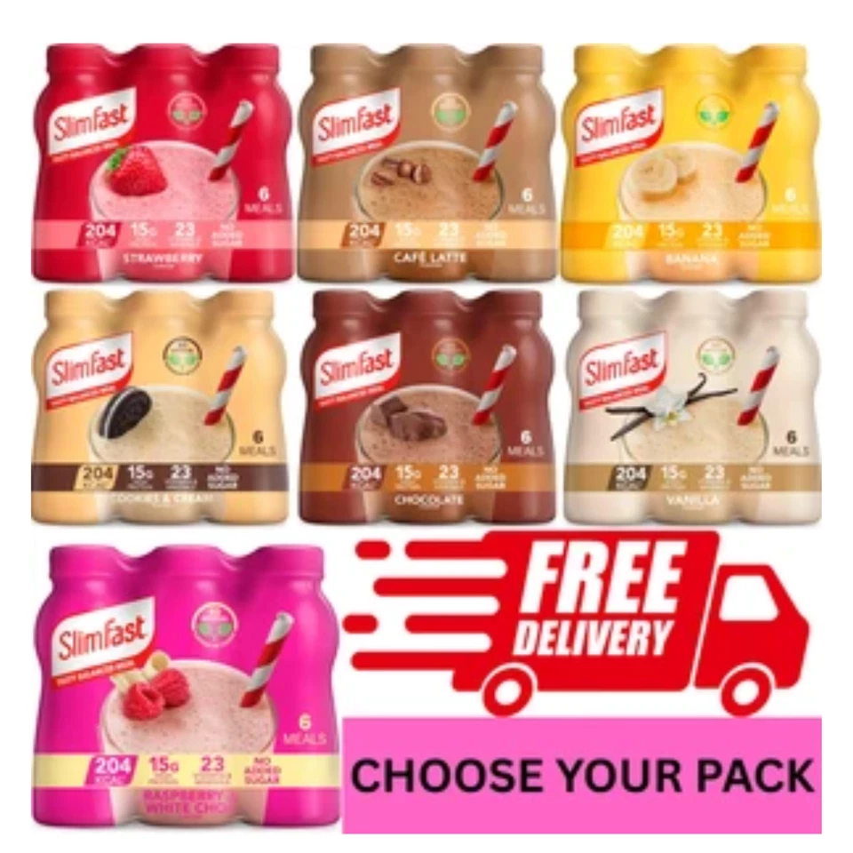 SLIM FAST SlimFast Ready To Drink Shake Meal Replacement Shakes for Weight Loss 6 x 325 ml