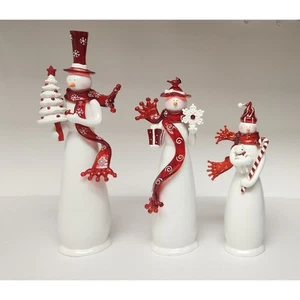 Muñeco de nieve de porcelana vintage Traditions 3 piezas familia blanco + oro adorno Navidad - Imagen 1 de 15