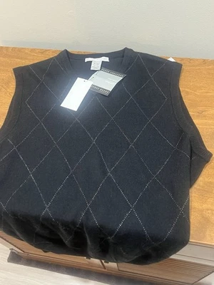 Chaleco elegante a cuadros negro Geoffrey Beene para hombre talla XL Foto 1 de 3