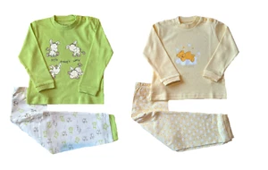 Baby Pyjama Schlafanzug Langarm Grün/Weiß, Gelb Gr. 74/80 - Picture 1 of 3