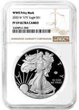 🔥 Brown Ngc Pf69 2020 W V75 1 World War Ii American Silver Eagle Wwii 2 75th