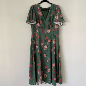 Alexia Admor Lulu Floral Fit & Flare Midi Dress size 14 Green Floral 40s Style - Picture 1 of 12