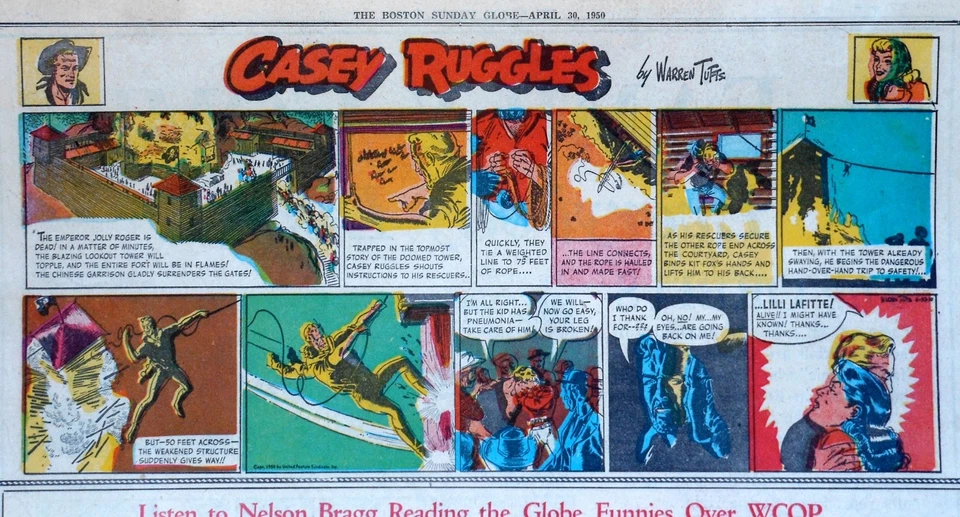 Casey Ruggles por Warren Tufts - página de quadrinhos colorida de domingo - 30 de abril de 1950 - Imagem 1 de 1
