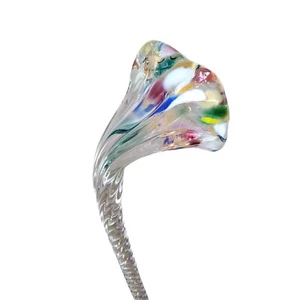 Very Rare 6" Hand Blown Art Glass Multicolored Flower Clear Twisted Stems OOAK - Picture 1 of 13