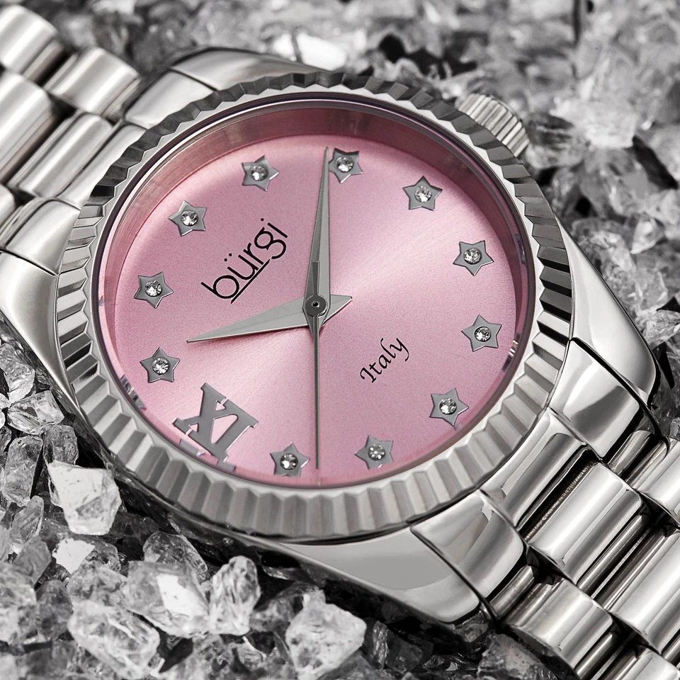 Женские швейцарские часы Burgi BUR194SSPK Swarovski нержавеющая сталь серебряный браслет - Изображение 1 из 1