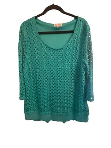 JM Collection Small Dress Blouse Women’s size XL Teal Bluish Green 3/4 Sleeve - Picture 1 of 13