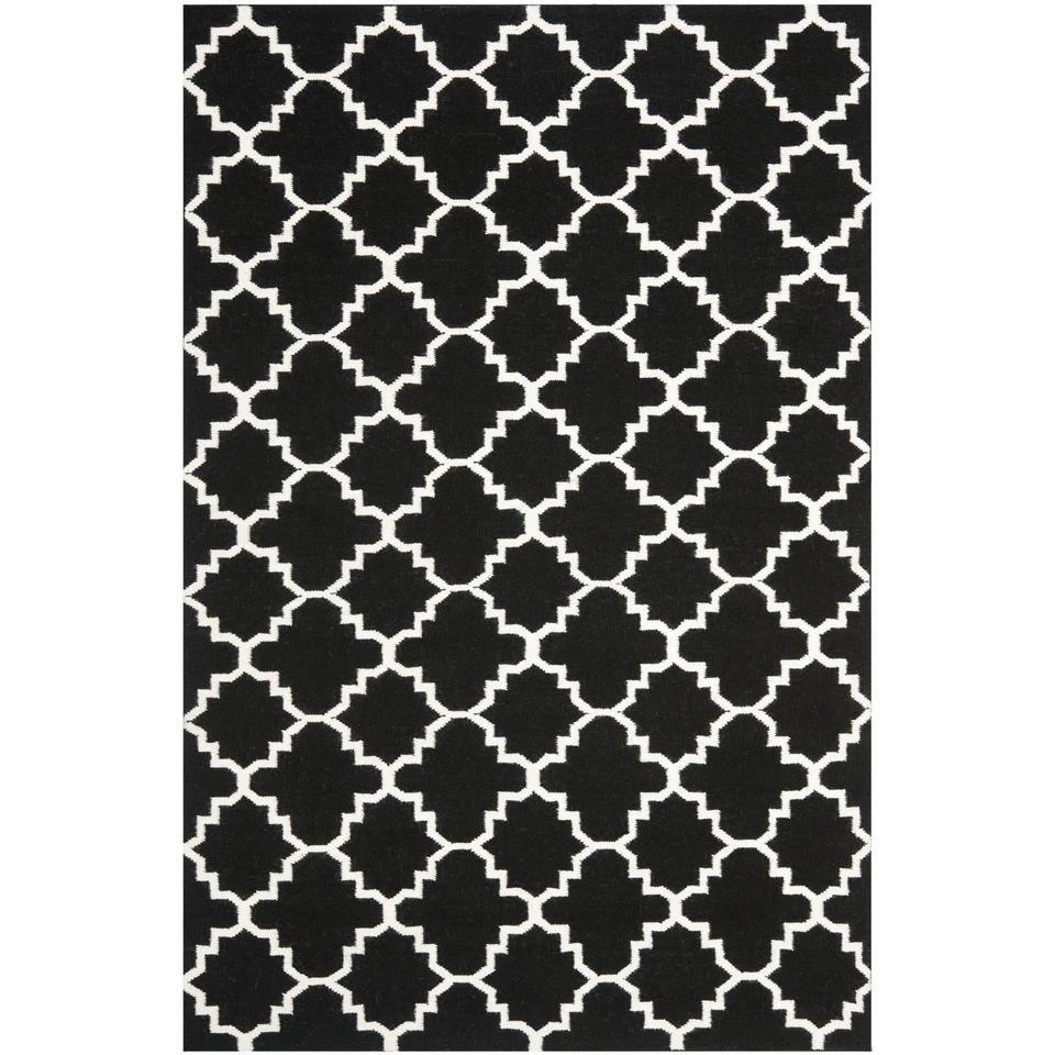 Safavieh DHU554G Dhurries Rug Black / Ivory - DHU554L-8 8 ft.