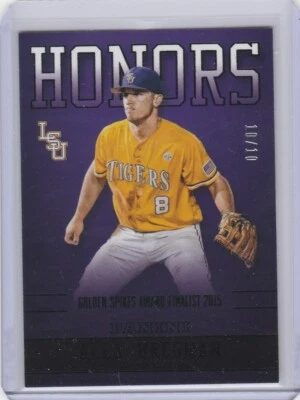 ALEX BREGMAN 2015 LSU COLLEGE HONORS INSERT BLACK PARALLEL SERIAL #'D 10/10 RC - Image 1 of 2