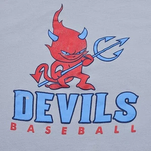 Devils Baseball XL Blue Tee Shirt 46" Chest 27" Length by Bella+Canvas - Picture 1 of 11