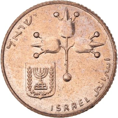 Israel | 10 New Agorot Coin | Grenadine Fruit | 1980 - 1985 - Image 1 of 4