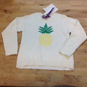 AQUA Girls  Pineapple Cotton Sweater, White, Size XL - Picture 1 of 1