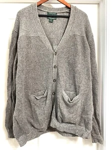 Woolrich VTG Y2K Cardigan Sweater Wool Blend Light Grey Mens XXL - Picture 1 of 14