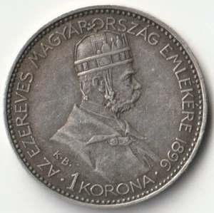 MDS UNGARN HUNGARY 1 KORONA 1896 KB "FERENCZ JÓZSEF I.", SILBER  #R - Picture 1 of 2