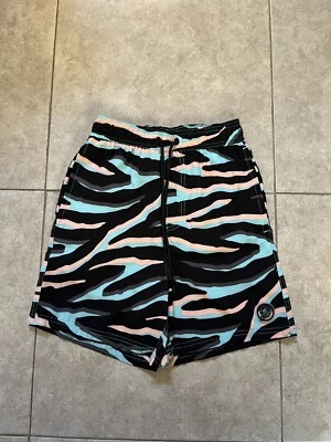 Bermuda de natação Neff Board listras corais azul-petróleo preta - Imagem 1 de 3