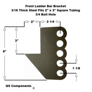 Front Ladder Bar Bracket Fits 2" x 3" Crossmember 3/4 Hole 3/16 Steel - Picture 1 of 1
