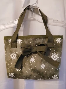 NEW Reusable Fabric Gift Bag Snowflake Christmas flannel with Bow double handle - Picture 1 of 4