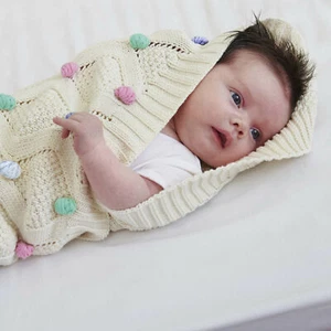 CHARLIE KIDS FAIRY FLOSS POM-POM COZY SOFT THROW WRAP BABY BLANKET 76x100cm *NEW - Picture 1 of 5