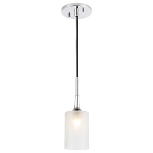 Woodbridge Lighting Chelsea 1-Light Opal Glass & Steel Mini Pendant in Chrome - Picture 1 of 5