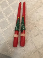 2 Vtg Christmas Tree Red Taper Candles Hong Kong