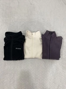 Lot of 3 Columbia Fleece Jackets Men Women Black Purple White XL M (Read) - Picture 1 of 10