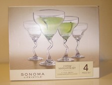 Barware Sonoma Z-Stem Margarita Set of 4 Glasses - 12. oz In Box Unused