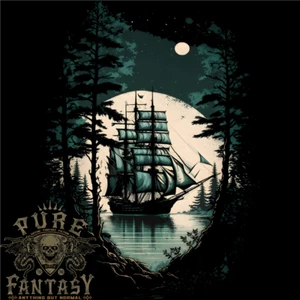A Sailing Ship in the Moonlight Sailor Mens Light Cotton T-Shirt - Picture 1 of 4