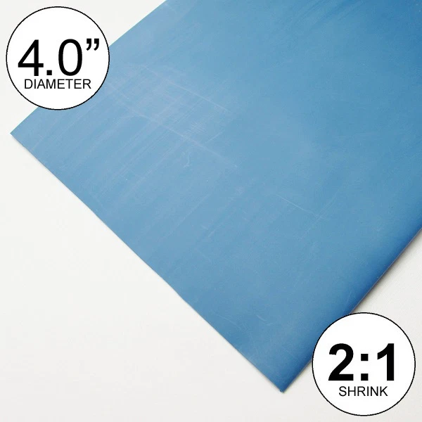 Tubo termorretrátil azul 4" ID proporção 2:1 4,0" envoltório (2 pés) polegadas/pé/pés/a 100mm - Imagem 1 de 3