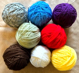 1 Pound Lot Mixed Colors Acrylic Worsted Yarn 8 x 2 oz balls Remnants Scrap #1 - Picture 1 of 4
