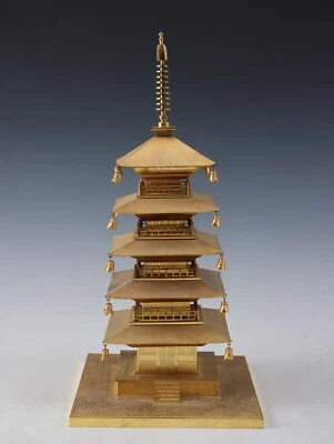 Японская винтажная латунная фигурка ПЯТИЭТАЖНАЯ ПАГОДА 五重塔 - Изображение 1 из 4