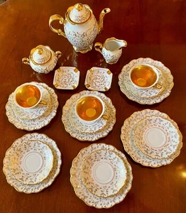 Haus Dresden Mini Coffee Tea Set 22kt Gold Trim 22 Pieces - Picture 1 of 9