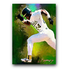 Rickey Henderson #28 Art Card Limited 42/50 Vela Signed (Oakland Athletics)