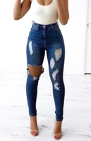 WAKEE LIGHT BLUE HIGH RISE JEANS WITH FADE DETAIL AND RIPPED KNEE SIZE 6-16