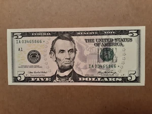 2006 $5.00 FRN STAR NOTE BOSTON CU - Picture 1 of 2
