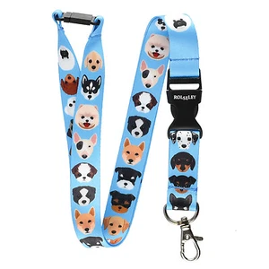 Correa de cuello Rolseley Lanyard con patrón de 20 perros cachorros raza + tarjetero - Imagen 1 de 2