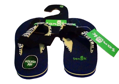 Boys Navy & White Flip-Flops by Sanuk size 7/8 - Изображение 1 из 3