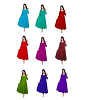 Indian Women Long Dress Animal Print Frock Suit Wedding Wear Tunic Purple Color