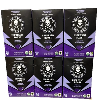 6 cápsulas de café Death Wish espresso tostadas orgánicas 10 quilates cada una BB 09/2026 Foto 1 de 3