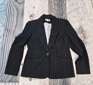 Blazer a rayas J. Taylor 1 botón negro y púrpura para mujer talla 14 nuevo con etiquetas  - Imagen 1 de 10