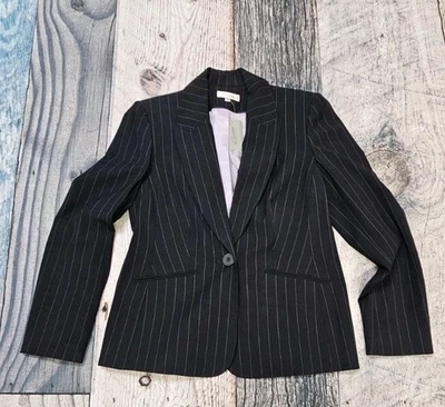 Blazer a rayas J. Taylor 1 botón negro y púrpura para mujer talla 14 nuevo con etiquetas  Foto 1 de 4