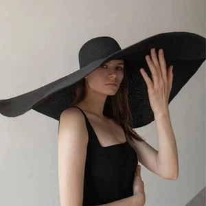 54-57cm Oversized Wide Brim Sun Hat | UV Protection Foldable Beach Straw Hat - Picture 1 of 34