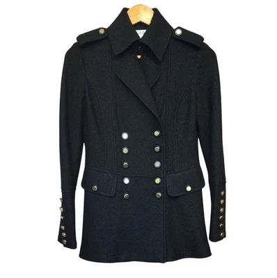 Cache Black Wool Military Style Double Breasted Peacoat Women Size XS Castlecore - Image 1 of 4