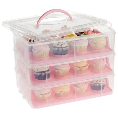 3 Tier Cupcake Carrier with Lid, Holds 36 Cupcakes (13.5 x 10.25 x 10.75 In) - Image 1 of 4