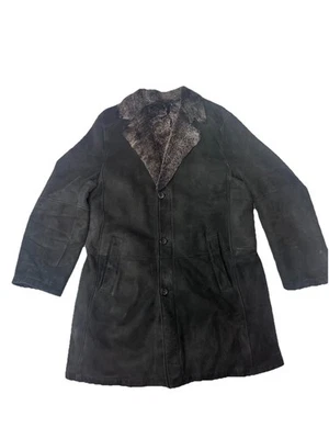 Cole Haan Suede Fur-lined Mens 3/4 Coat Medium Made In USA - Image 1 of 4