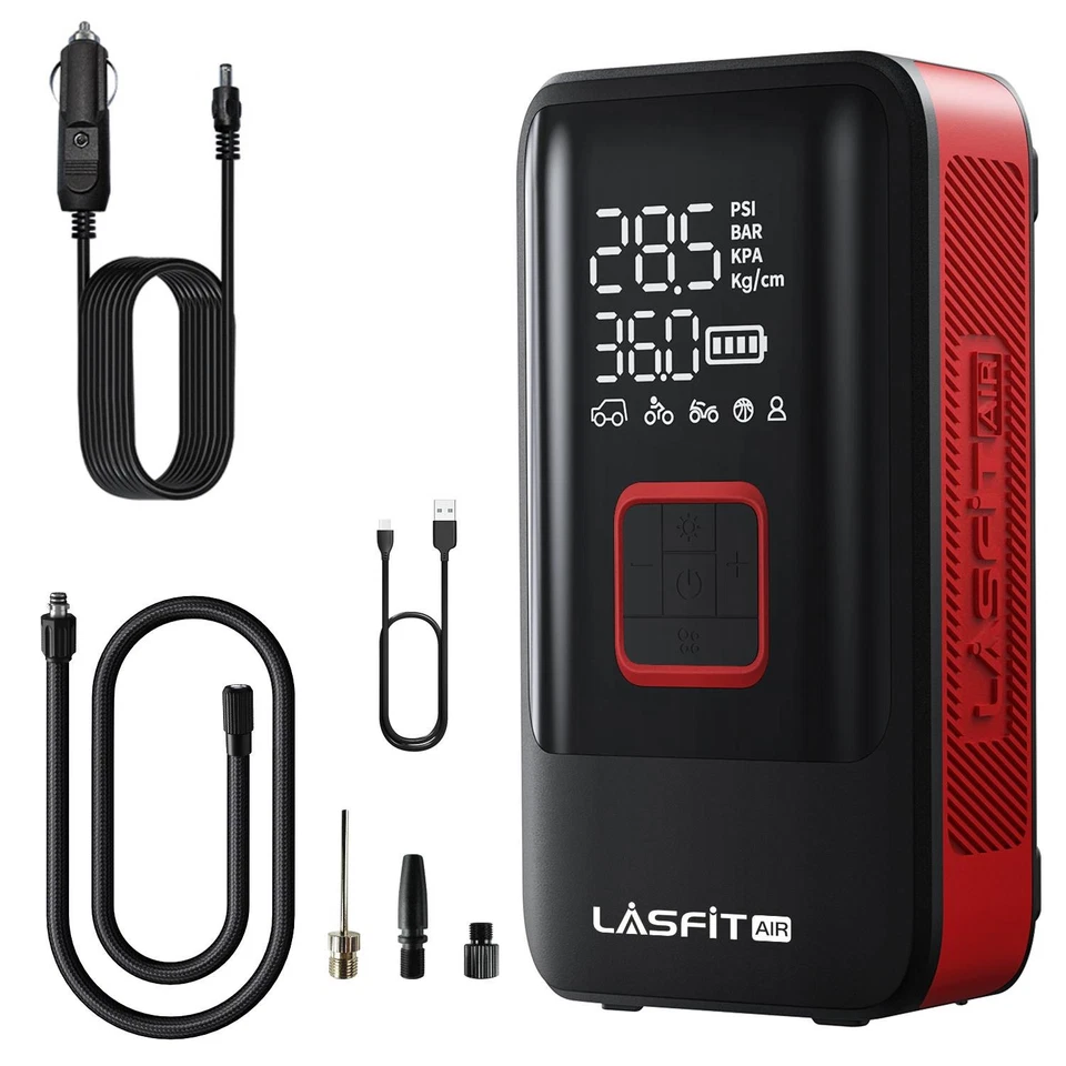 LASFIT Tire Inflator Car Air Compressor Pump Dual Cylinder fit SUV Pickup Truck Foto 1 de 4