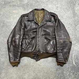 Vintage Schott Leather Flight Bomber Jacket A-2 Talon 44 Distressed - Picture 1 of 7