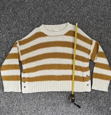 By Together Cotton Blend Yellow And Ivory Striped Knit Sweater Size Large Womens - Image 1 of 4