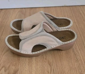 NAOT ROME Sandalia Cuña Deslizable Cuero Marrón Tostado Punta Abierta Zapatos Confort EE. UU. 6 UE 37 - Imagen 1 de 7